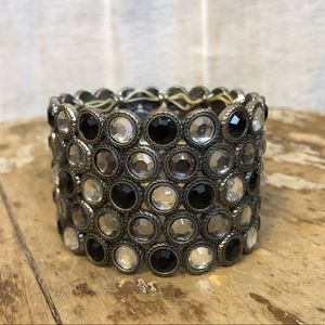 Silver & Black Jewel Cuff Bracelet